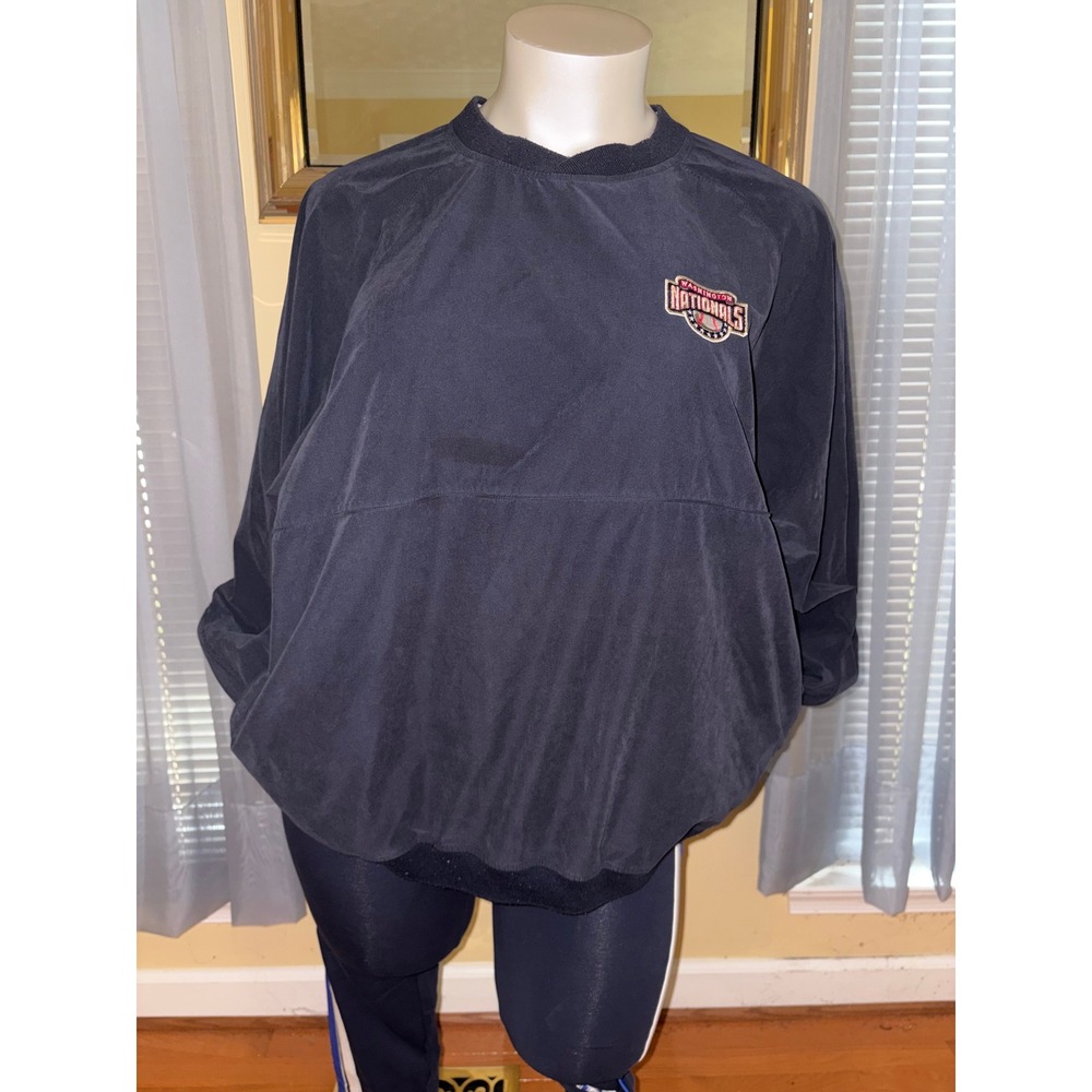 Antigua Washington Nationals MLB Windbreaker Navy Blue Pullover Mens XL - Picture 1 of 4